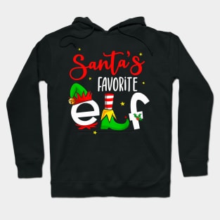 Funny Santa's Favorite Elf Squad Christmas Pajama Matching Hoodie